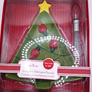Hallmark Christmas Tree Serving Dish & Light Up Spreader